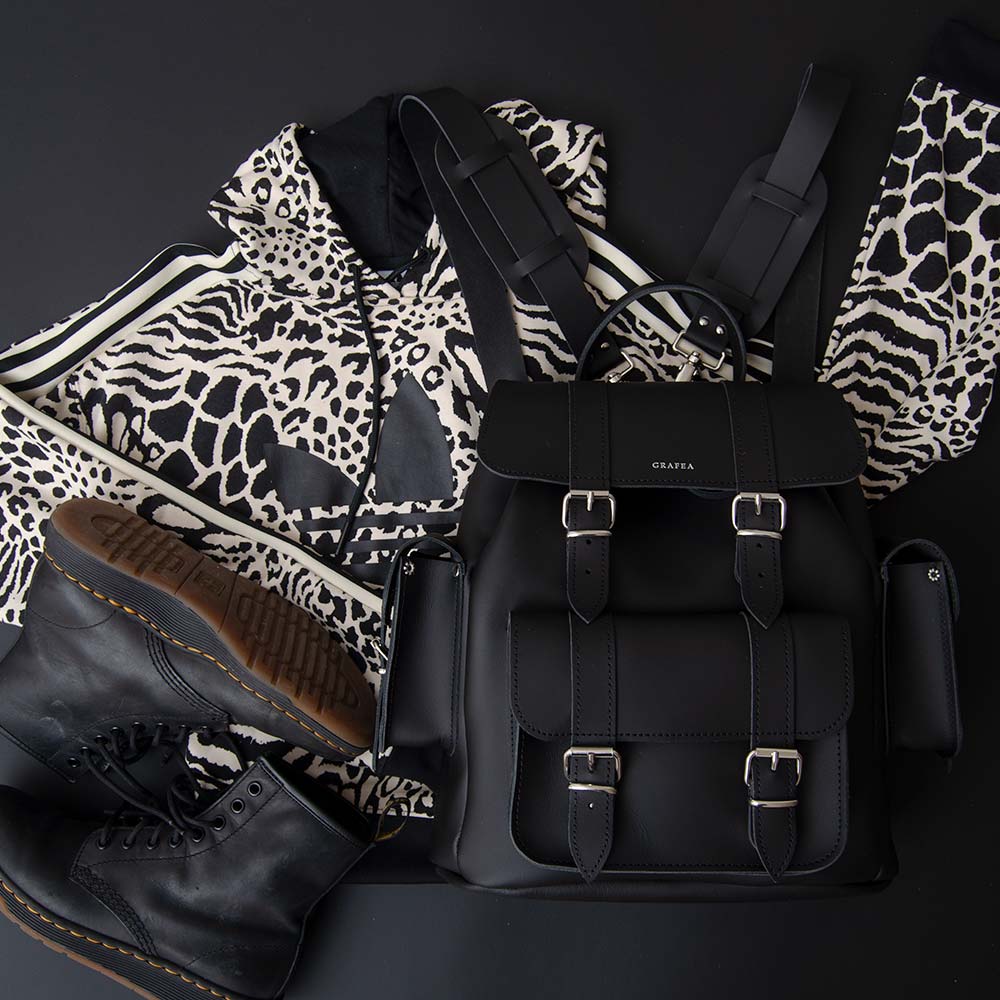 HARI II BLACK - Leather Backpack – GRAFEA